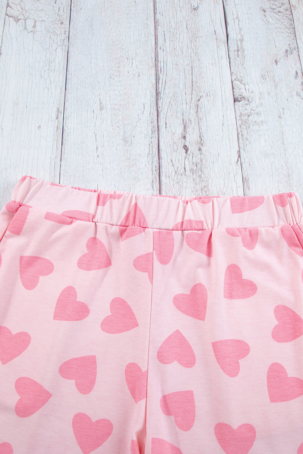Pink Valentine Heart Shape Print Long Sleeve Top Shorts Lounge Set-Chaelisa's New Jammies