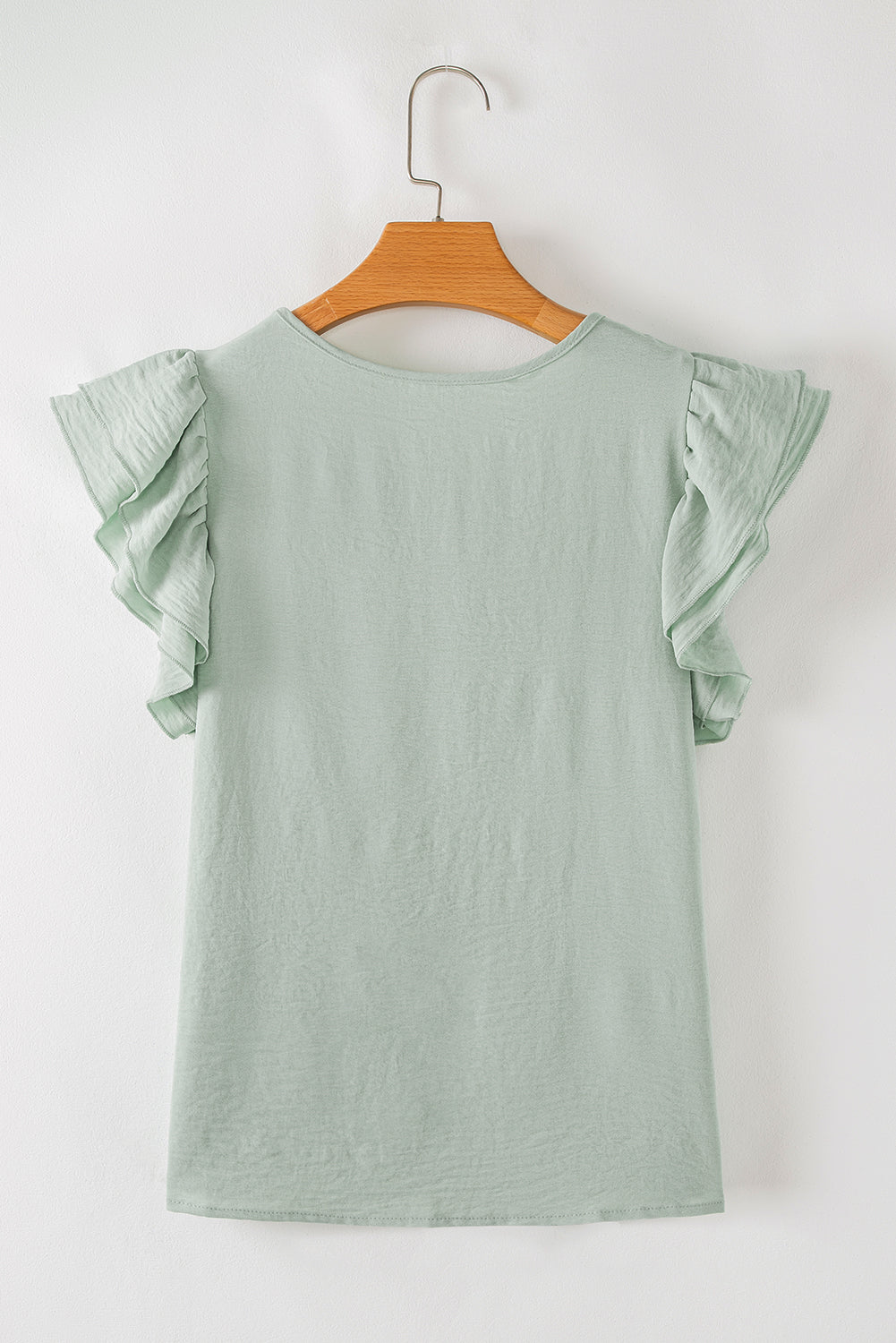 Clearly Aqua Solid Color Ruffled Short Sleeve Casual Blouse-Chaelisa's New Jammies