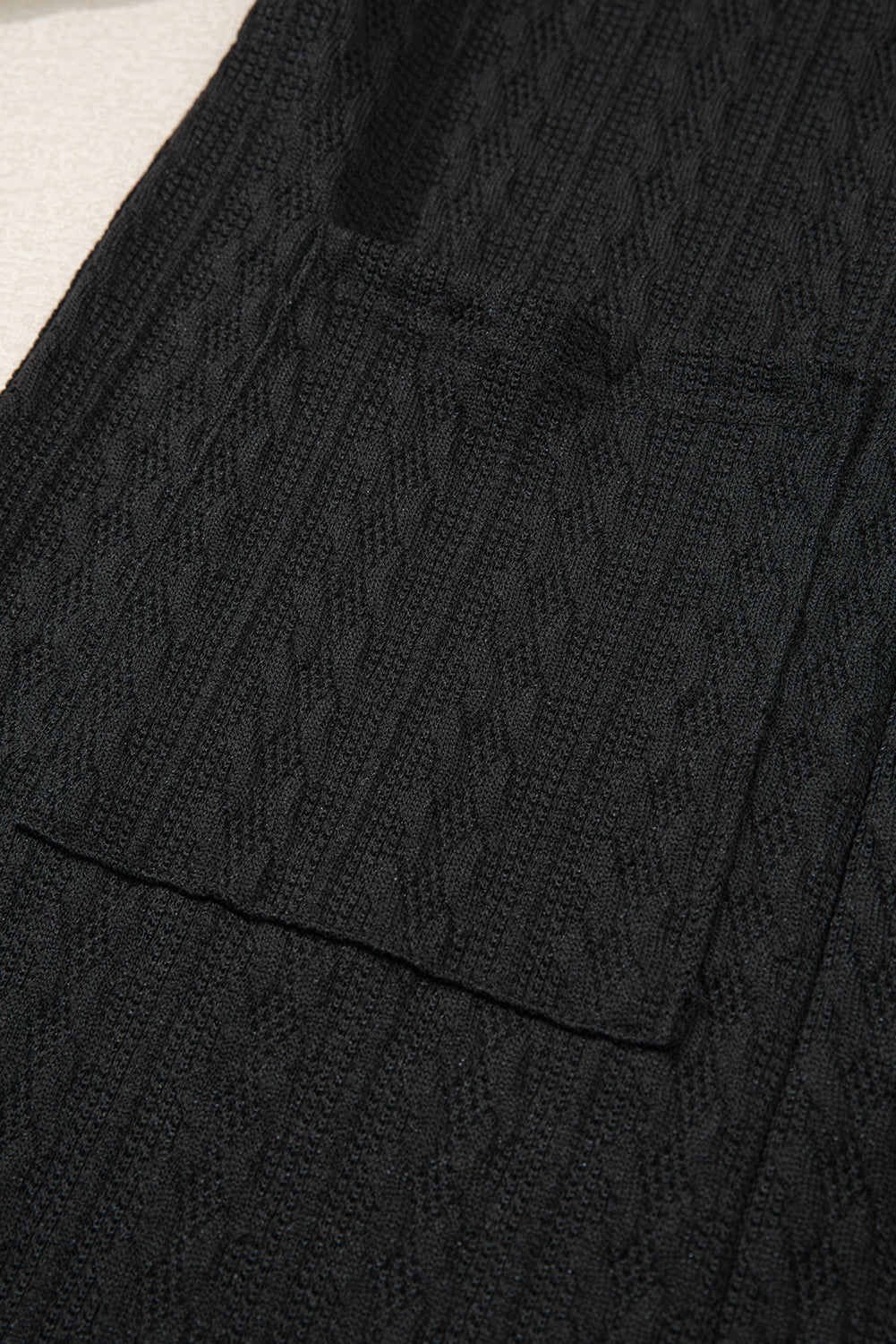 Black Textured Knit Side Pockets Open Front Cardigan-Chaelisa's New Jammies