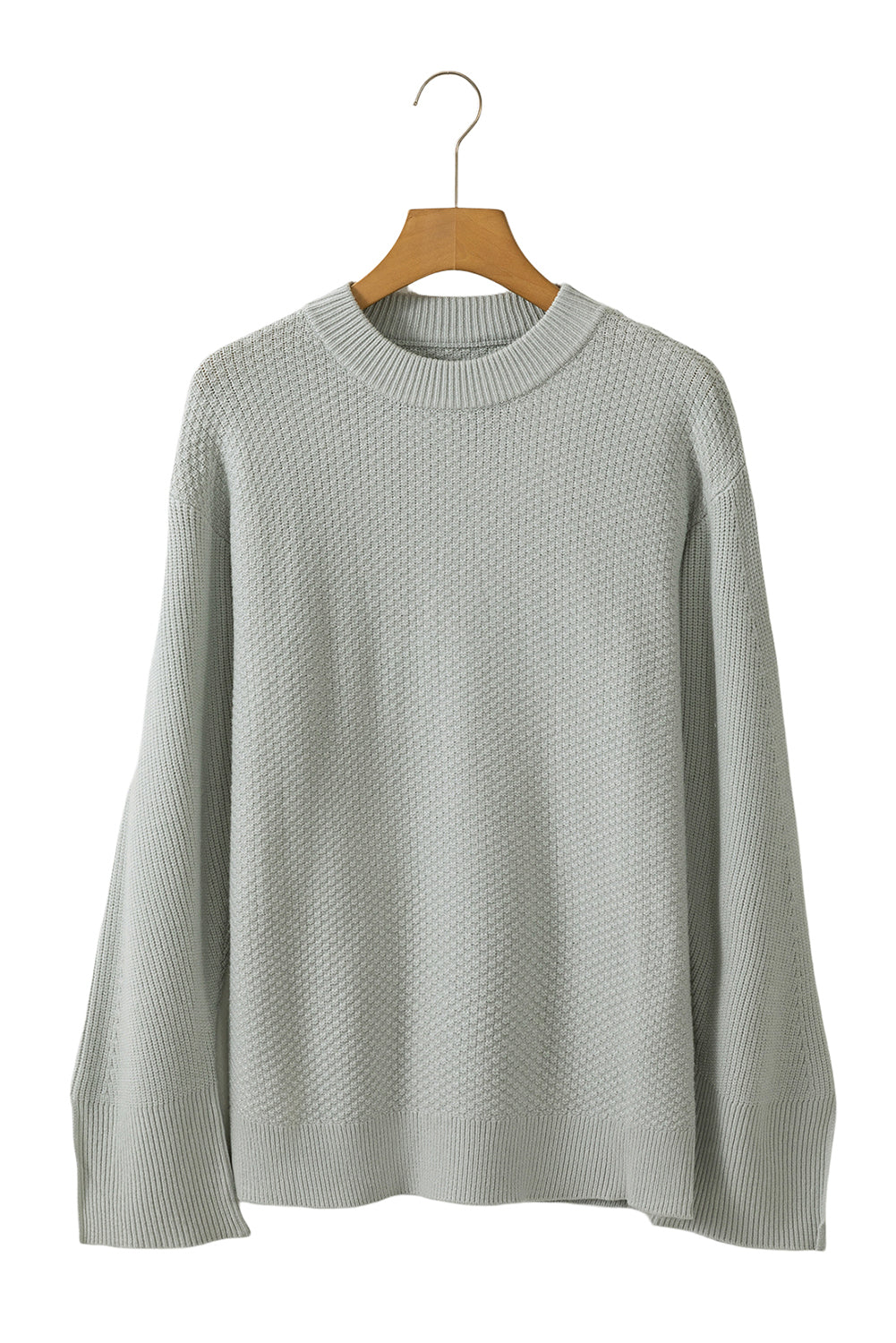 Parchment Solid Textured Knit Split Cuff Drop Shoulder Sweater-Chaelisa's New Jammies