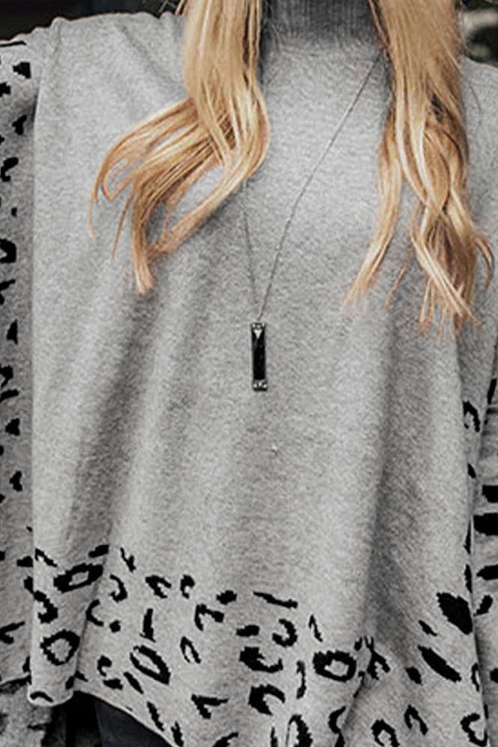 Khaki Leopard Casual Side Slit High Neck Oversized Sweater-Chaelisa's New Jammies