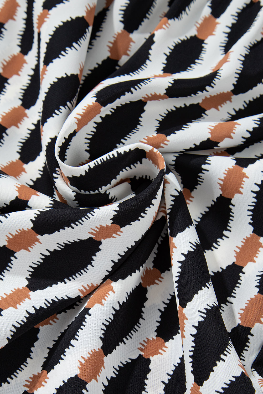 Apricot Abstract Print Collared V Neck Plus Size Mini Dress-Chaelisa's New Jammies
