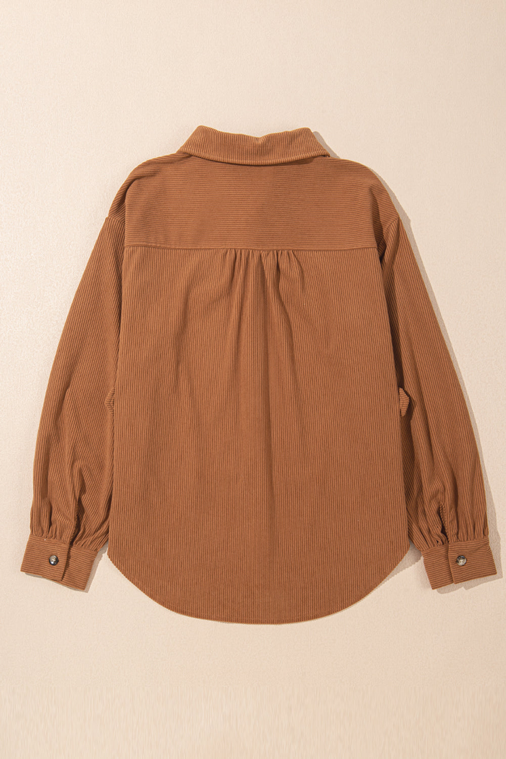 Cinnamon Corduroy Flap Pocket Button Up Round Hem Shacket-Chaelisa's New Jammies