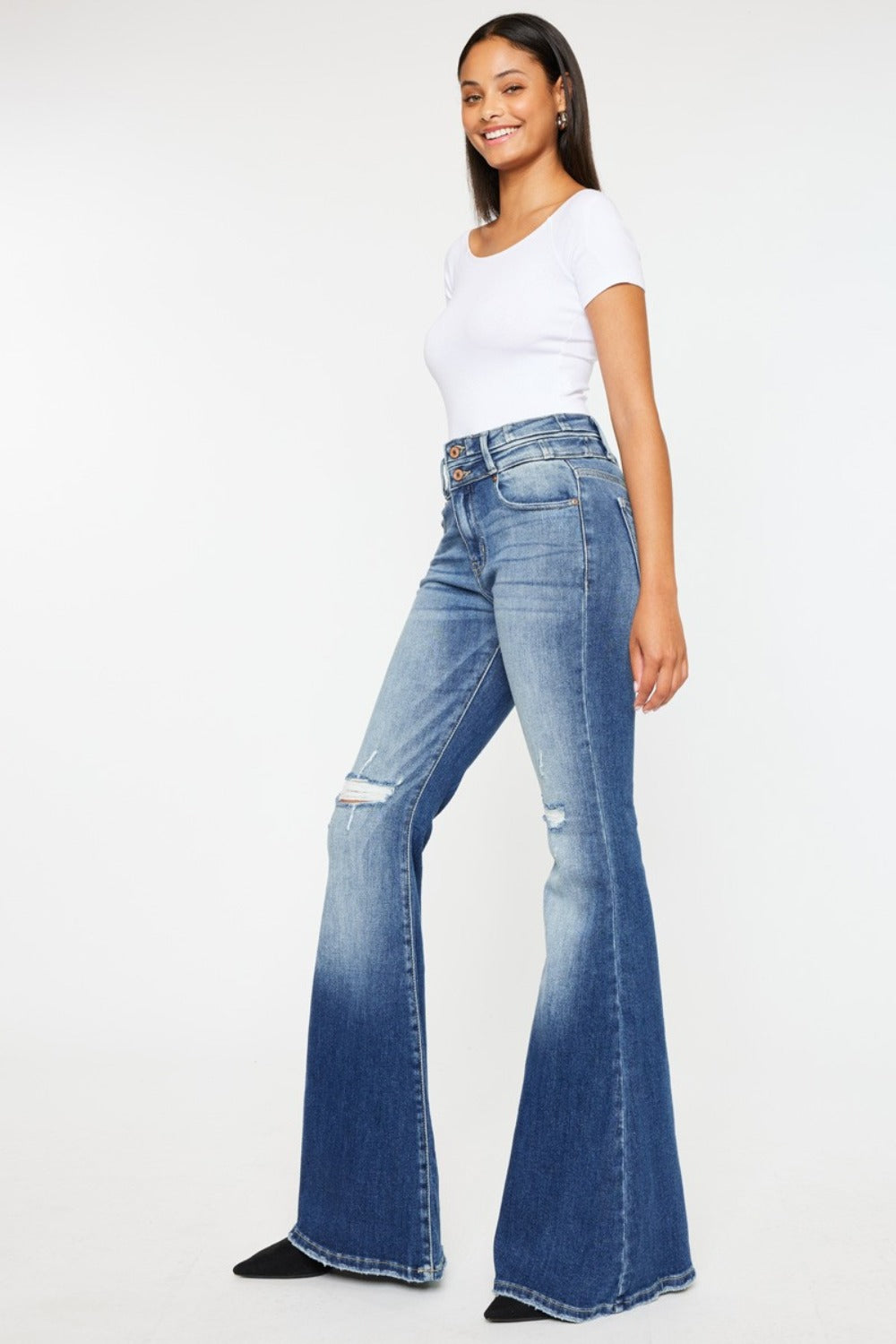 Kancan High Rise Wide Waistband Flare Jeans-Chaelisa's New Jammies