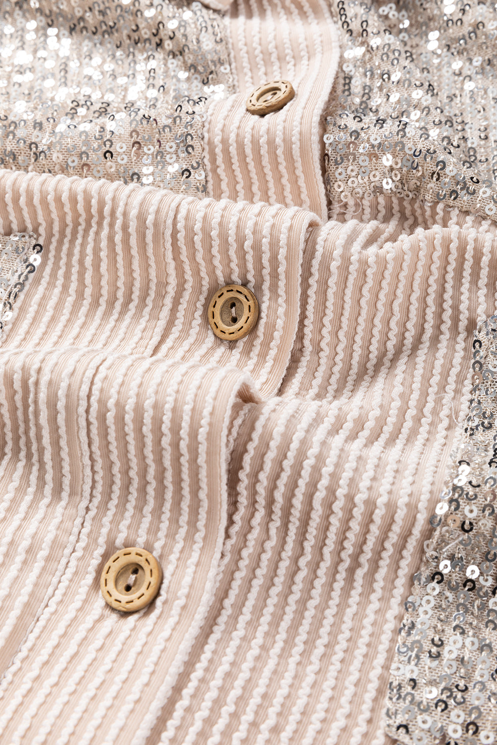 Parchment Sequin Patch Chest Pocket Corded Shacket-Chaelisa's New Jammies