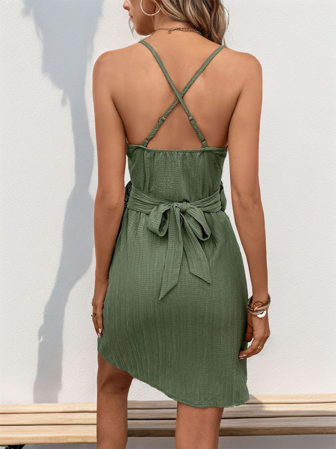 Crisscross Tied Surplice Mini Dress-Chaelisa's New Jammies