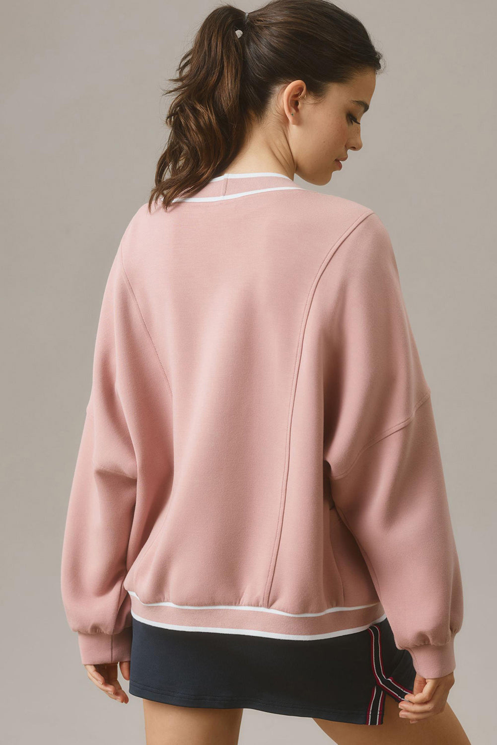 Pink Stripe Contrast Trim V Neck Buttoned Front Pocketed Knit Cardigan-Chaelisa's New Jammies