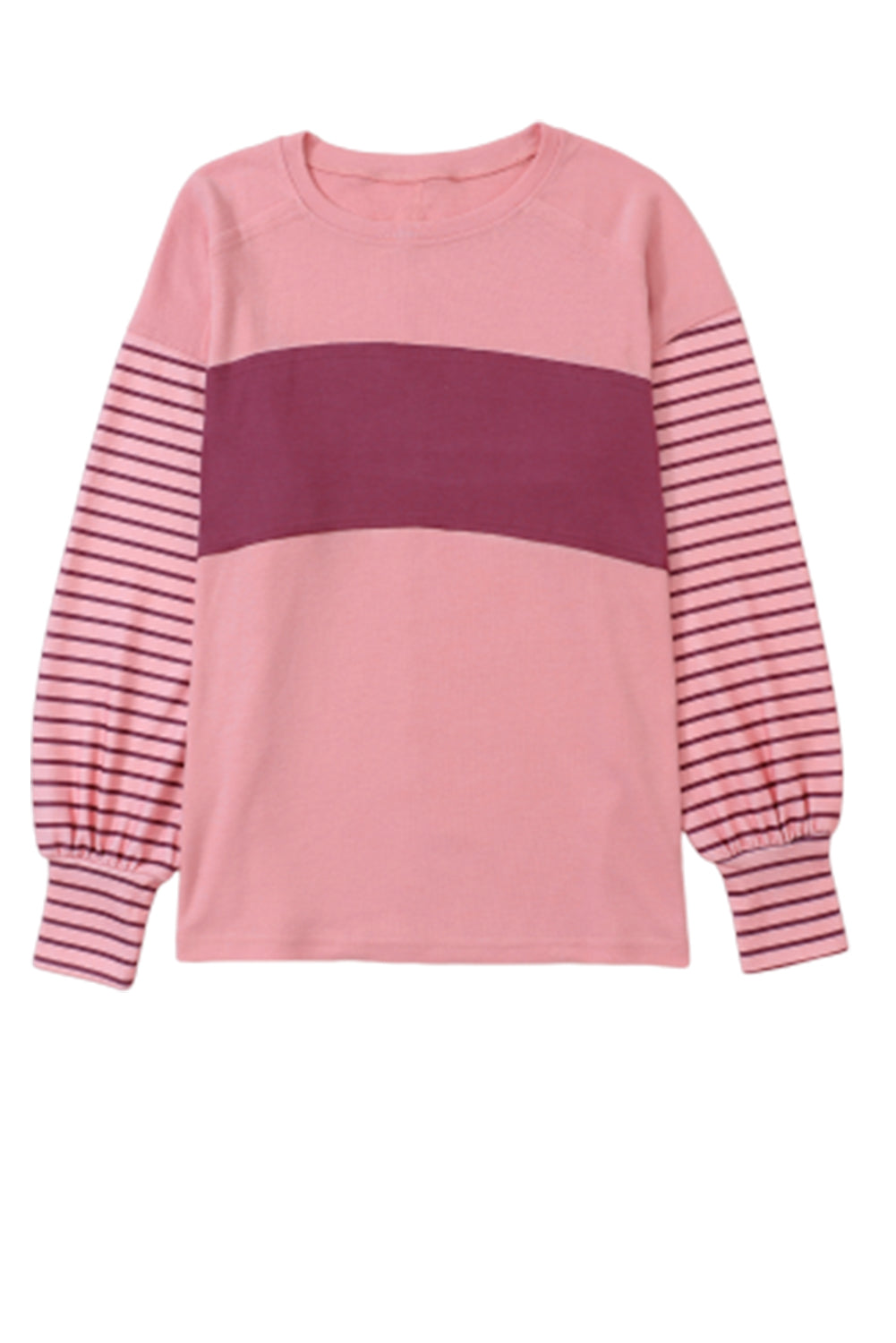 Peach Blossom Colorblock Striped Bishop Sleeve Top-Chaelisa's New Jammies