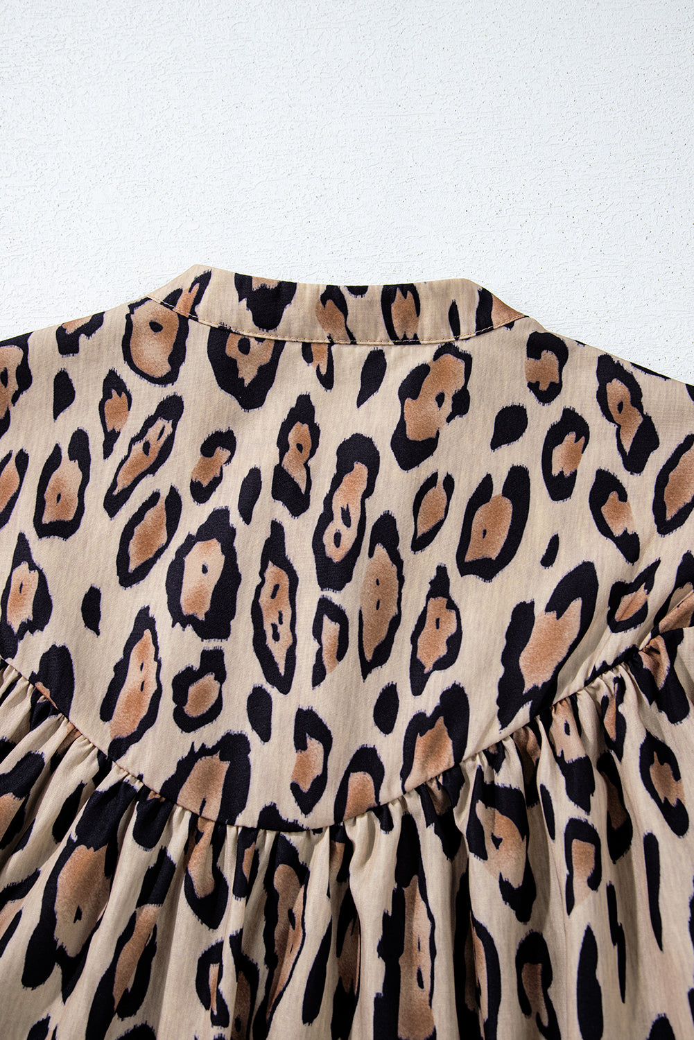 Light French Beige Oversized Leopard Print Balloon Sleeve Casual Shirt-Chaelisa's New Jammies