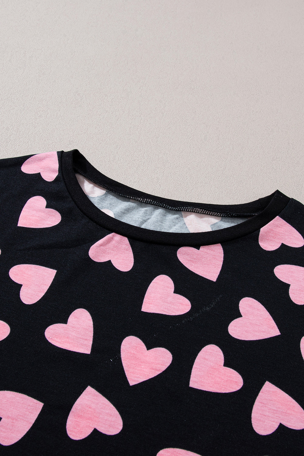 Black Valentine Heart Shape Print Long Sleeve Top Shorts Lounge Set-Chaelisa's New Jammies