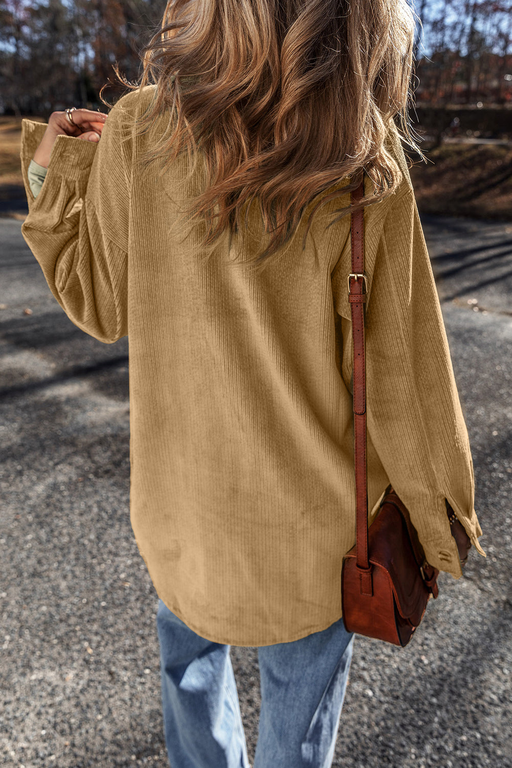 Light French Beige Patched Pocket Button Up Corduroy Shacket-Chaelisa's New Jammies
