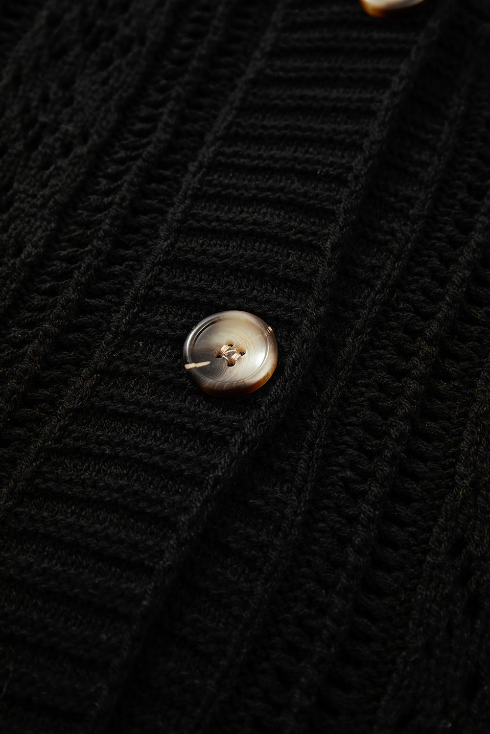 Black Open Knit Drop Shoulder Sweater Cardigan-Chaelisa's New Jammies