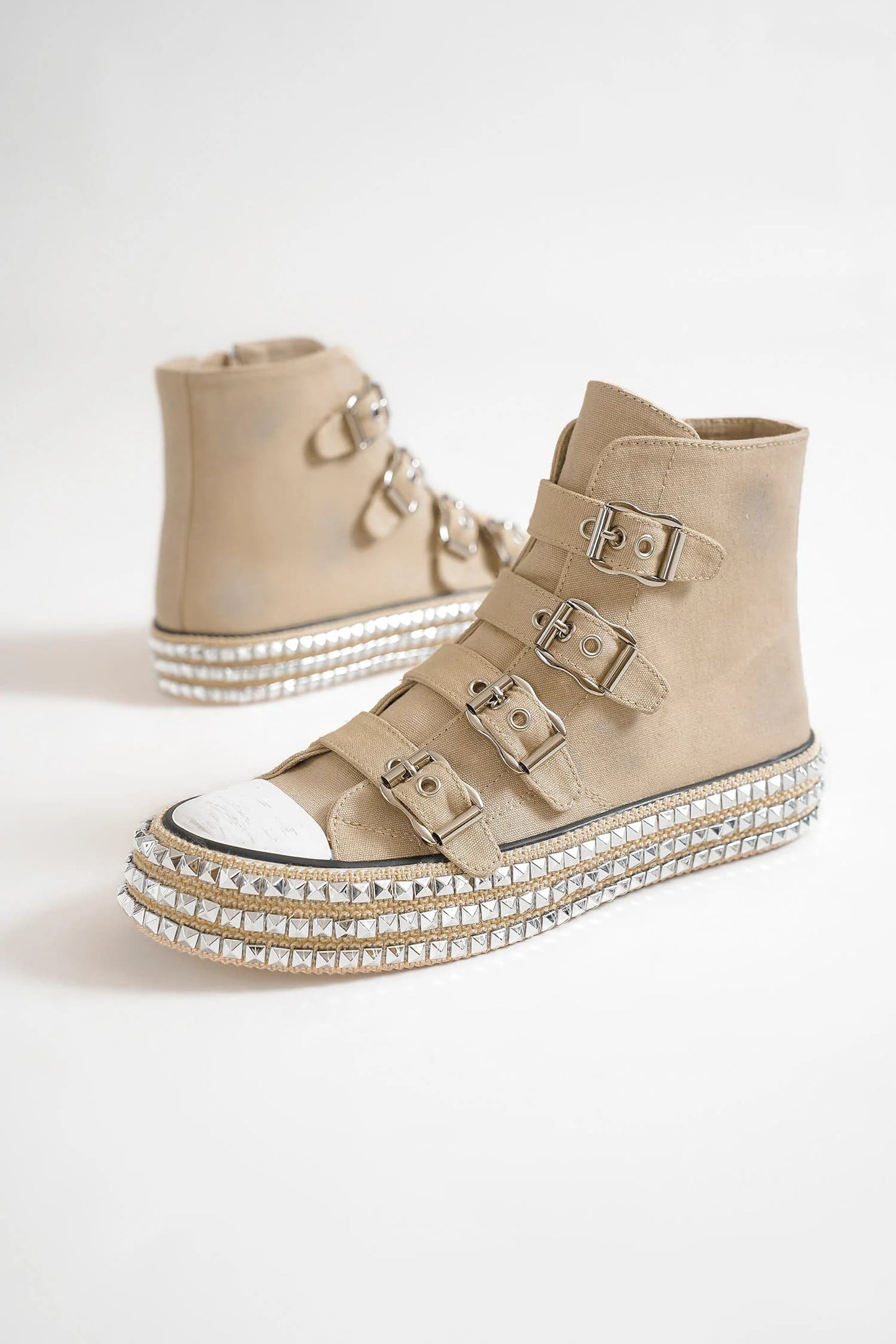 Beast Fashion Multi-Buckle Straps Studded Platform Sneakers-Chaelisa's New Jammies