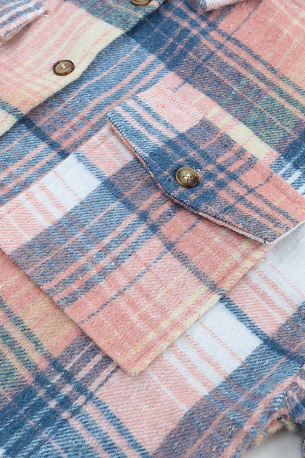 Pink & Grey Plaid Button Up Collared Flannel Shacket-Chaelisa's New Jammies