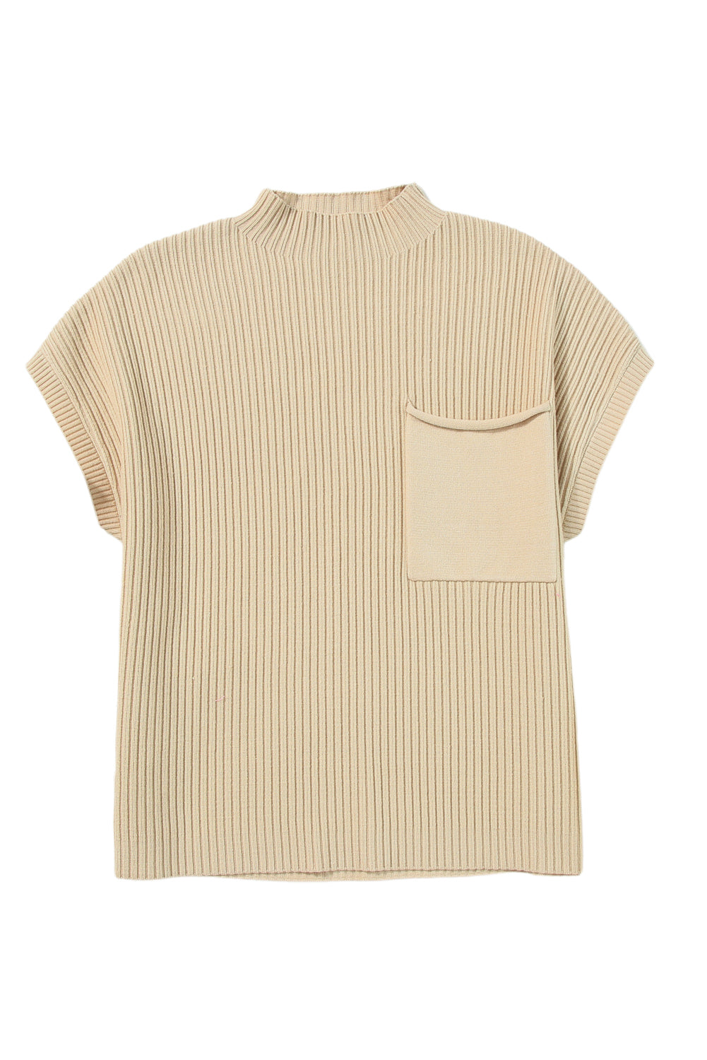 Black Patch Pocket Ribbed Knit Short Sleeve Sweater-Chaelisa's New Jammies