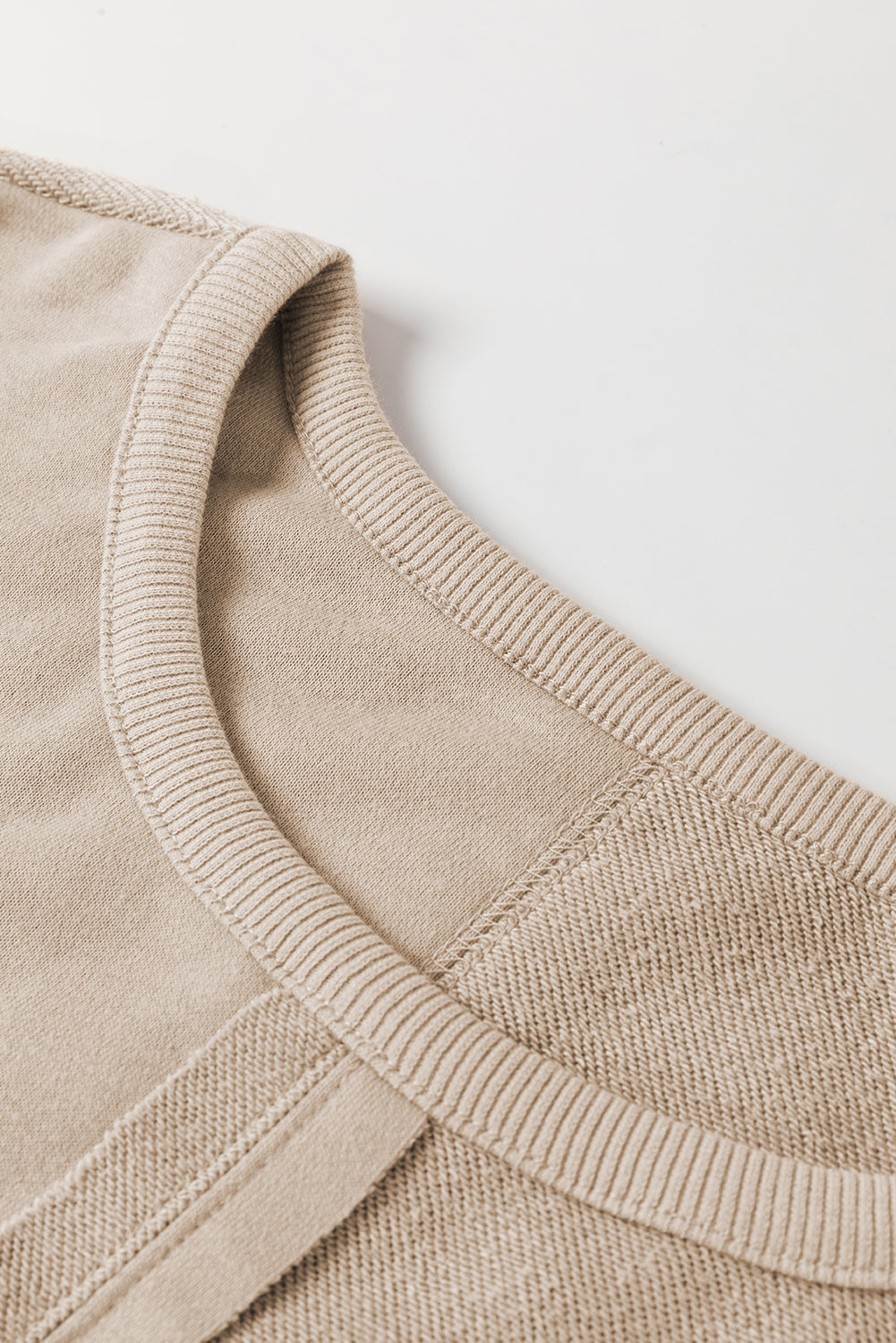 Parchment Knit Crochet Exposed Seam Ribbed Trim Sweatshirt-Chaelisa's New Jammies