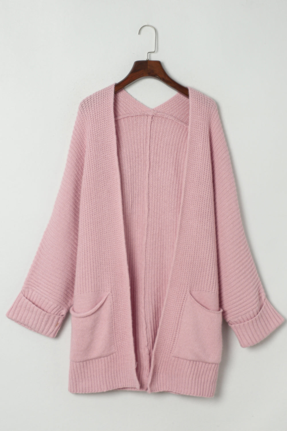 Pink Oversized Fold Over Sleeve Open Front Cardigan-Chaelisa's New Jammies