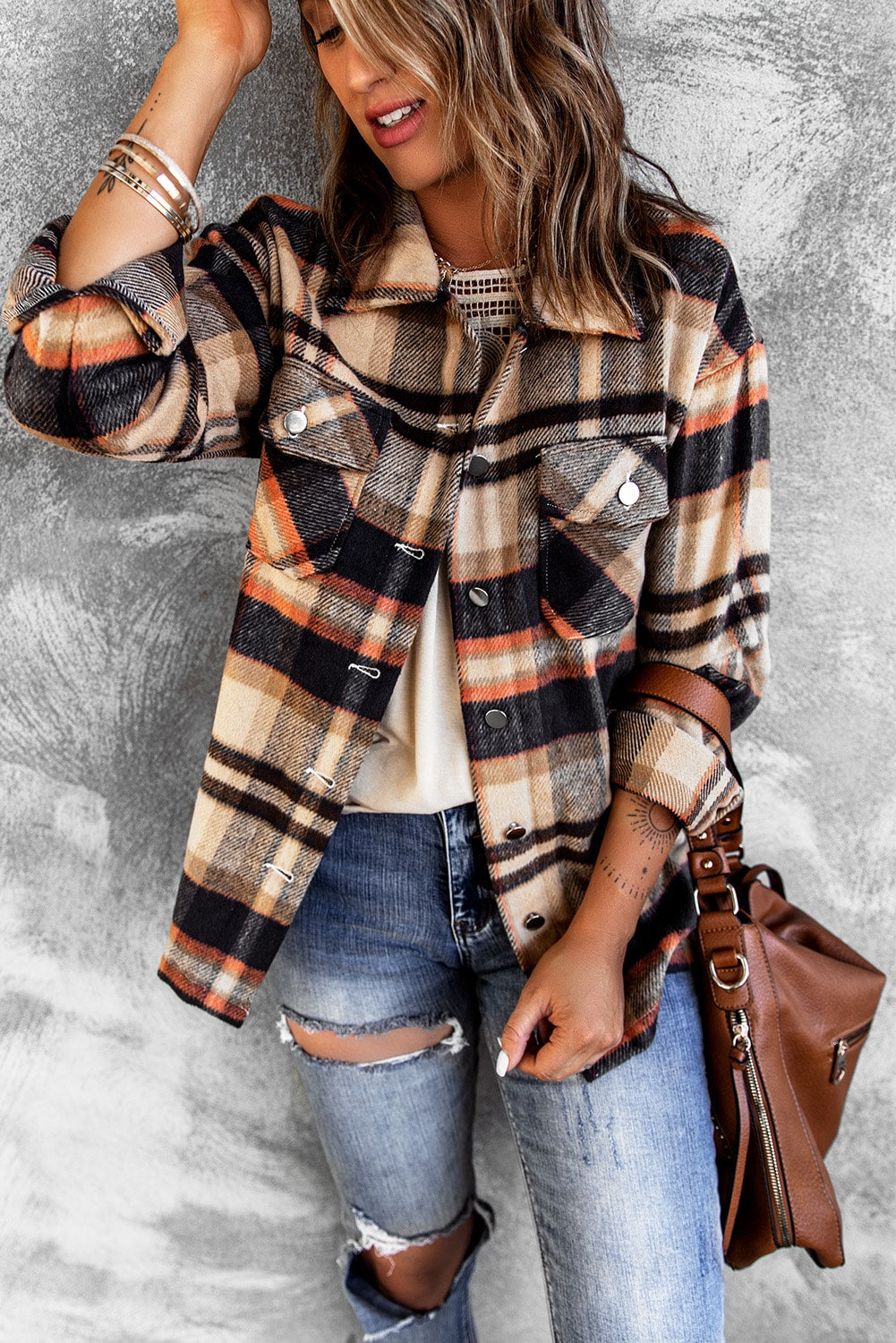 Multicolor Plaid Casual Button Up Flannel Shacket-Chaelisa's New Jammies