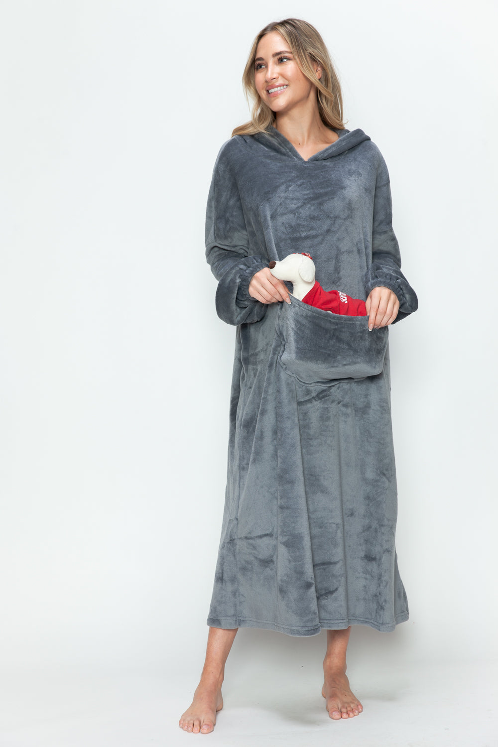 Double Take Full Size Pocketed Hooded Midi Lounge Dress-Chaelisa's New Jammies