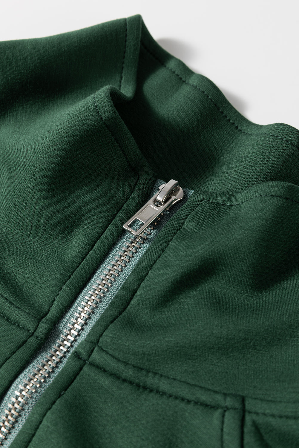 Blackish Green Collared Half Zip French Terry Knit Drawstring Casual Romper-Chaelisa's New Jammies