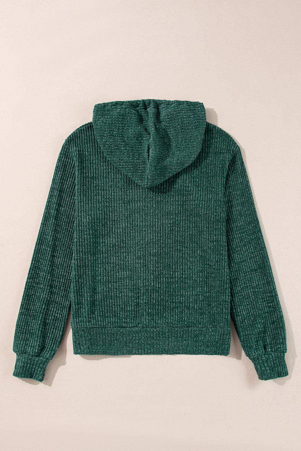 Evergreen Ribbed Zip Up Front Drawstring Hoodie-Chaelisa's New Jammies