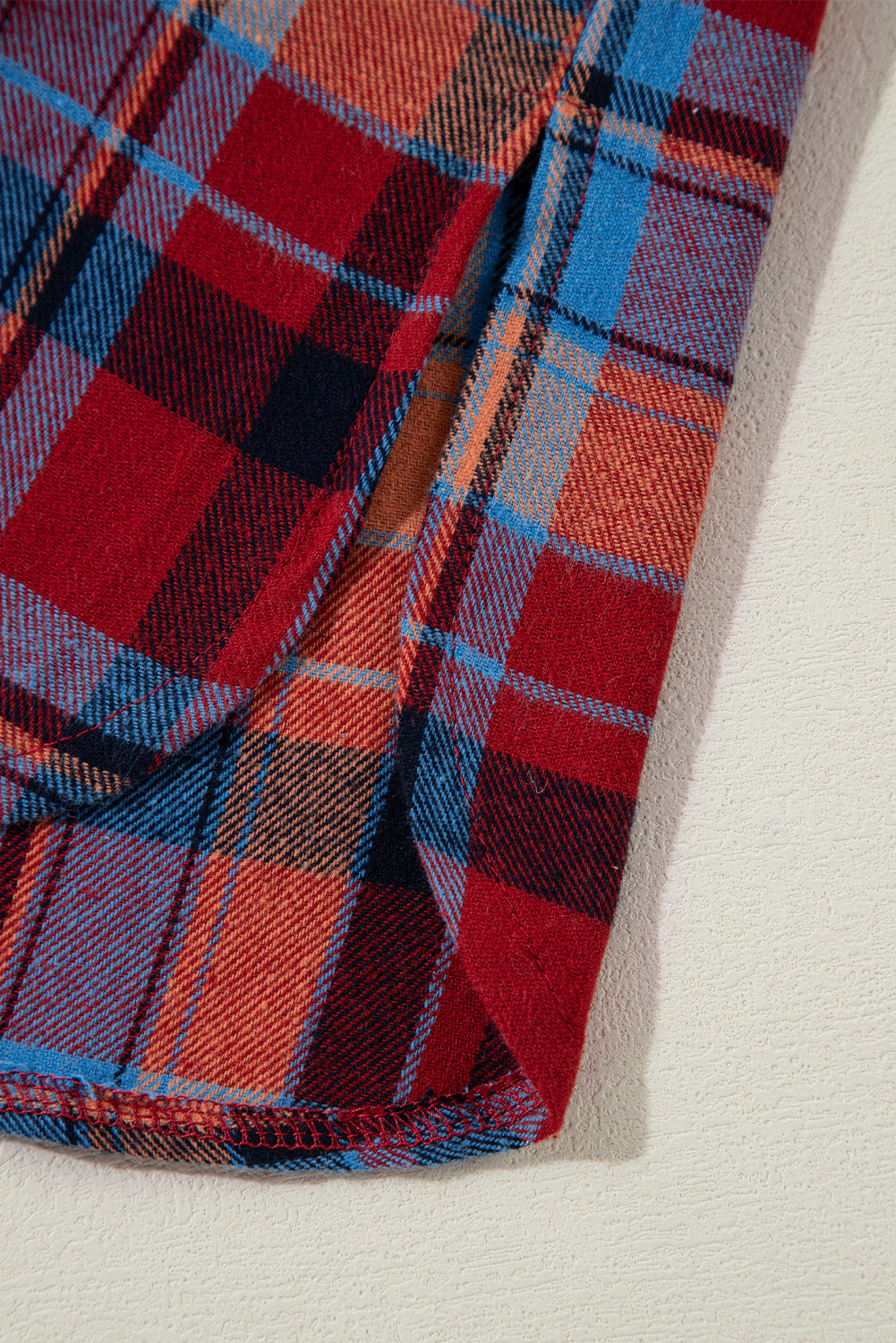 Red Plaid Print Drop Sleeve Loose Shirt-Chaelisa's New Jammies
