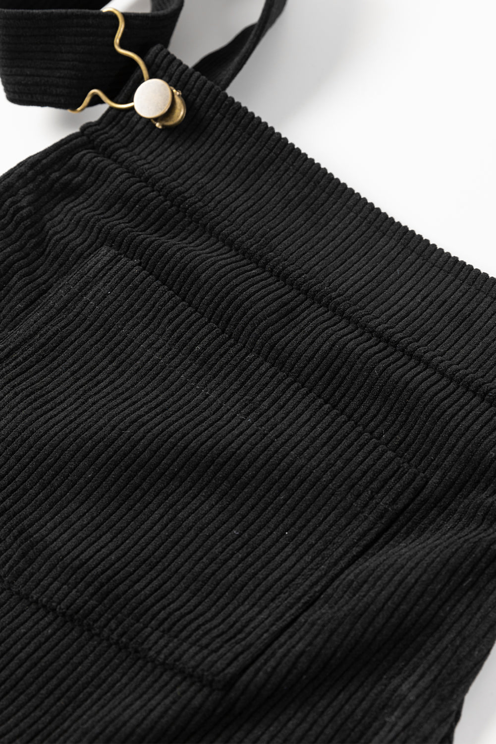 Black Solid Front Pockets Sleeveless Corduroy Overall Dress-Chaelisa's New Jammies