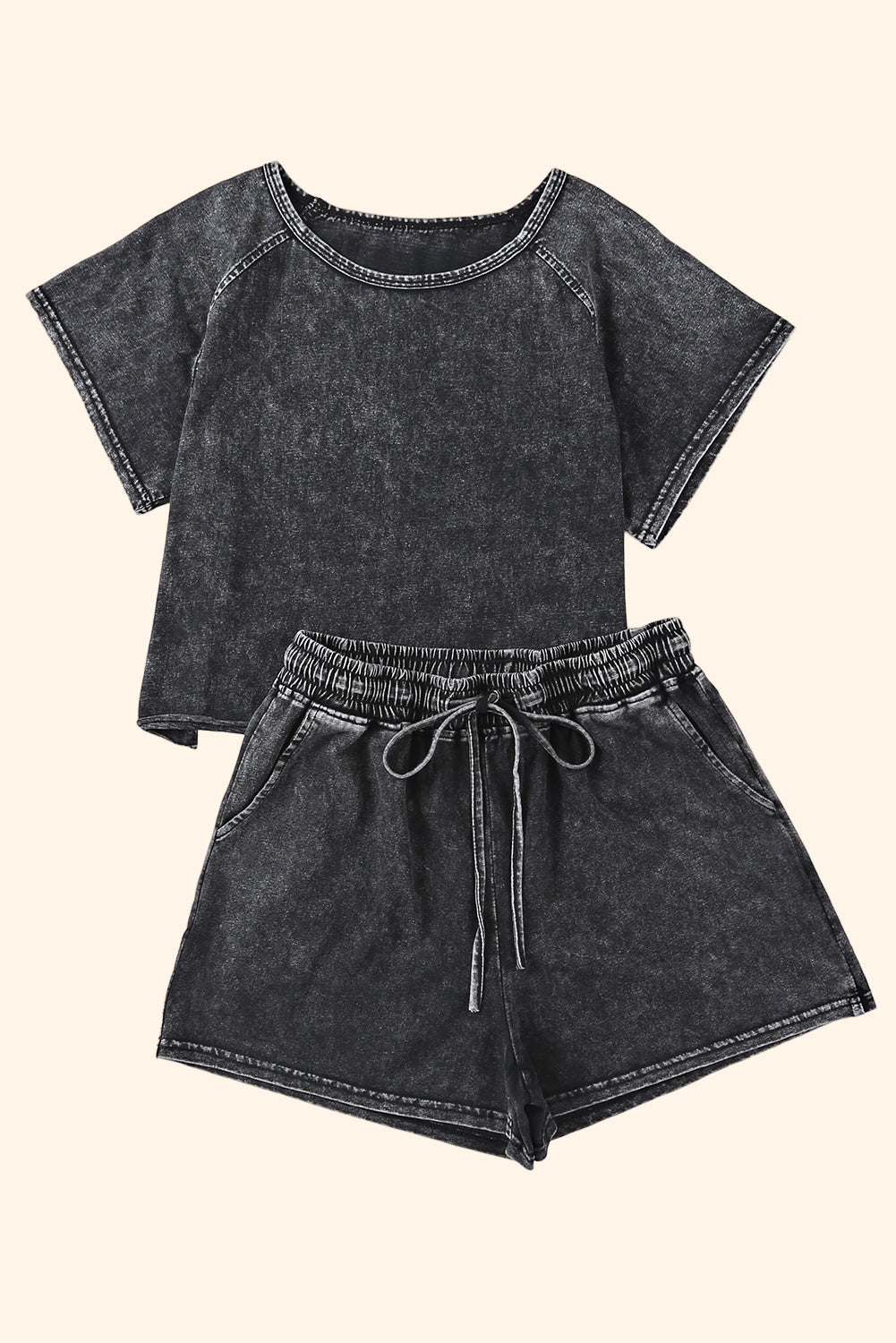 Black Acid Washed Short Lounge Set-Chaelisa's New Jammies