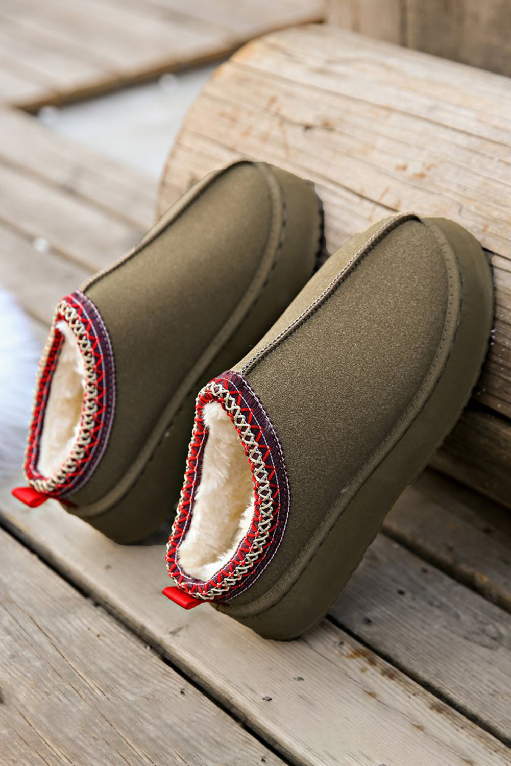 Sage Green Contrast Print Suede Plush Lined Snow Boots-Chaelisa's New Jammies