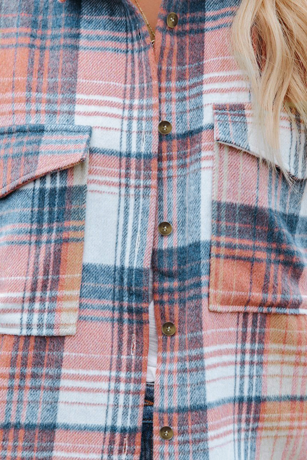 Pink & Grey Plaid Button Up Collared Flannel Shacket-Chaelisa's New Jammies