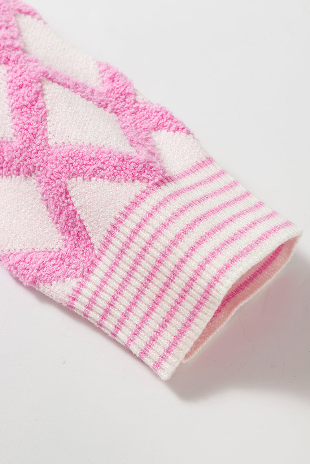 Pink Rhombus Pattern Knit Open Front Pocketed Cardigans-Chaelisa's New Jammies