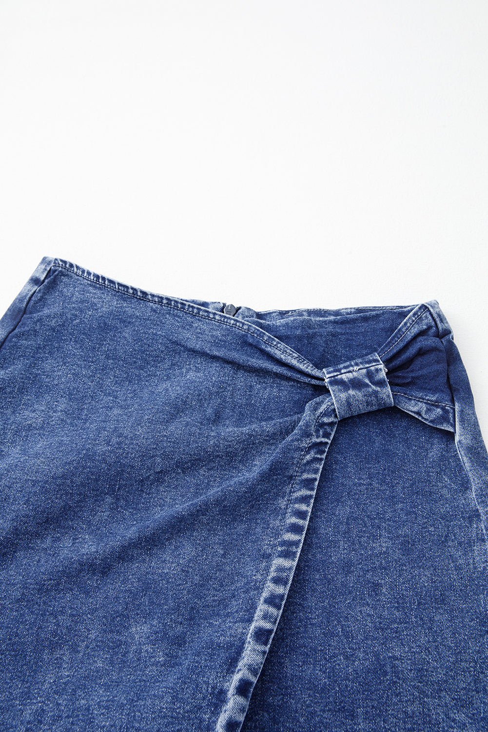 Sail Blue Acid Wash Asymmetric Twisted Wrapped Zipped Denim Skort-Chaelisa's New Jammies