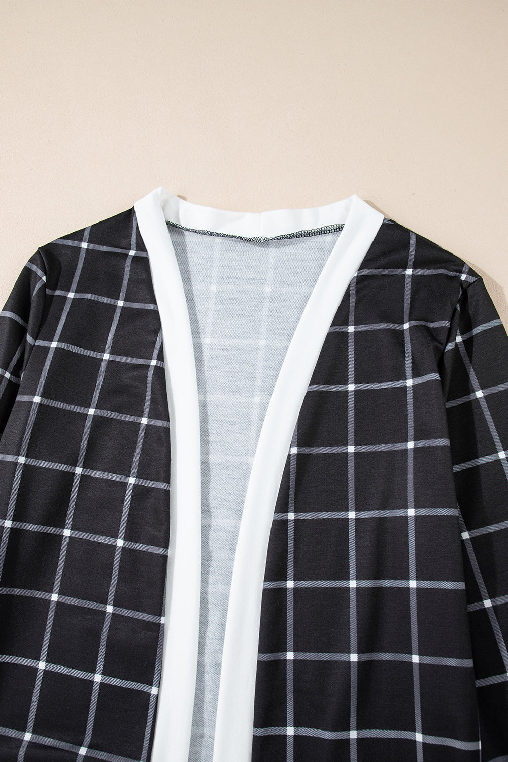 Black Plaid Colorblock Edge Open Cardigan with Pocket-Chaelisa's New Jammies