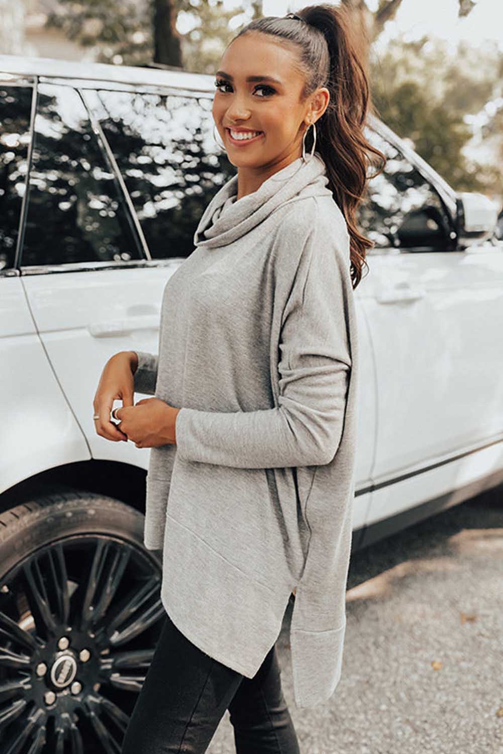 Gray Cowl Neck Shift Tunic Top-Chaelisa's New Jammies