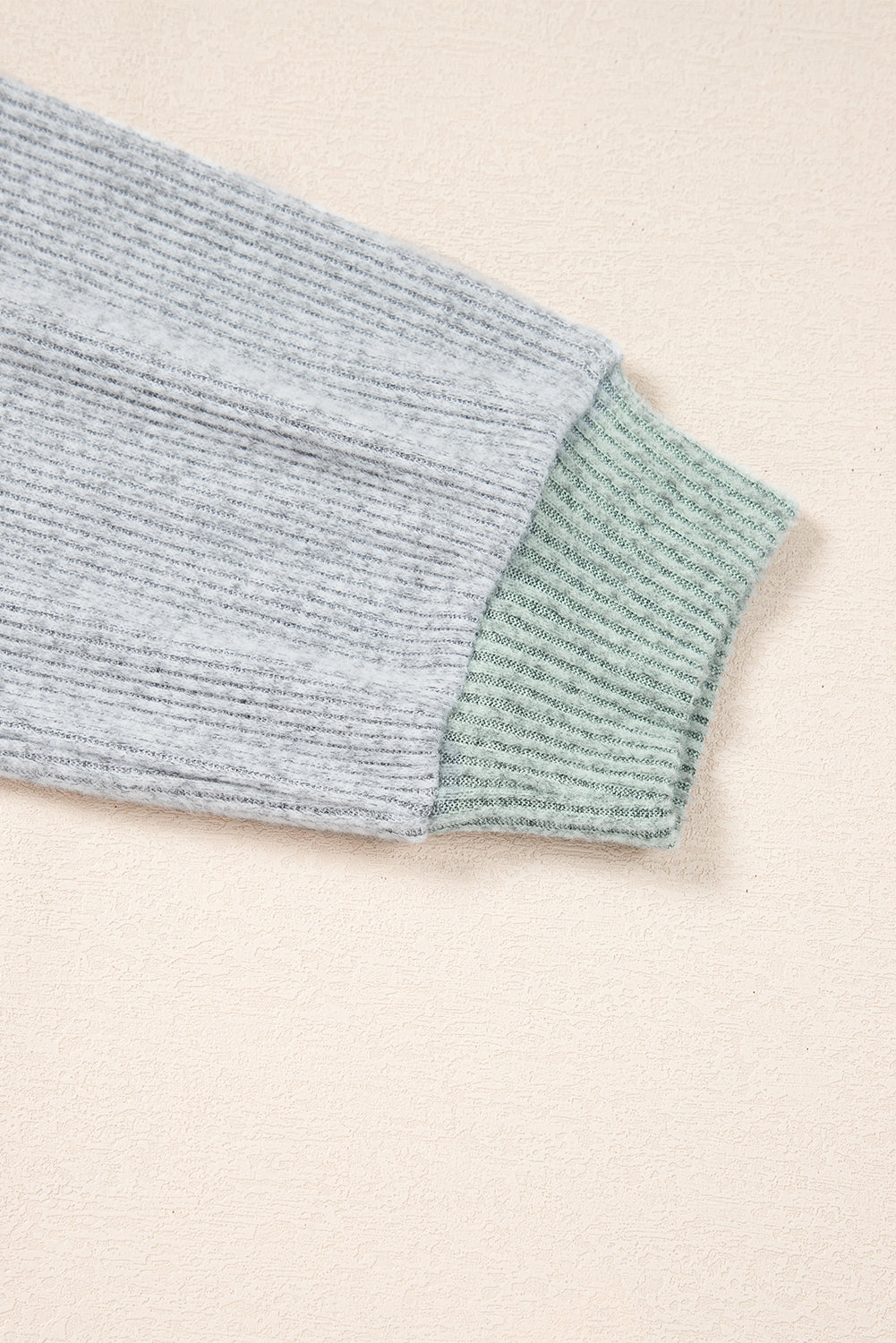 Light Grey Color Contrast Ribbed Loose Fit Long Sleeve Top-Chaelisa's New Jammies