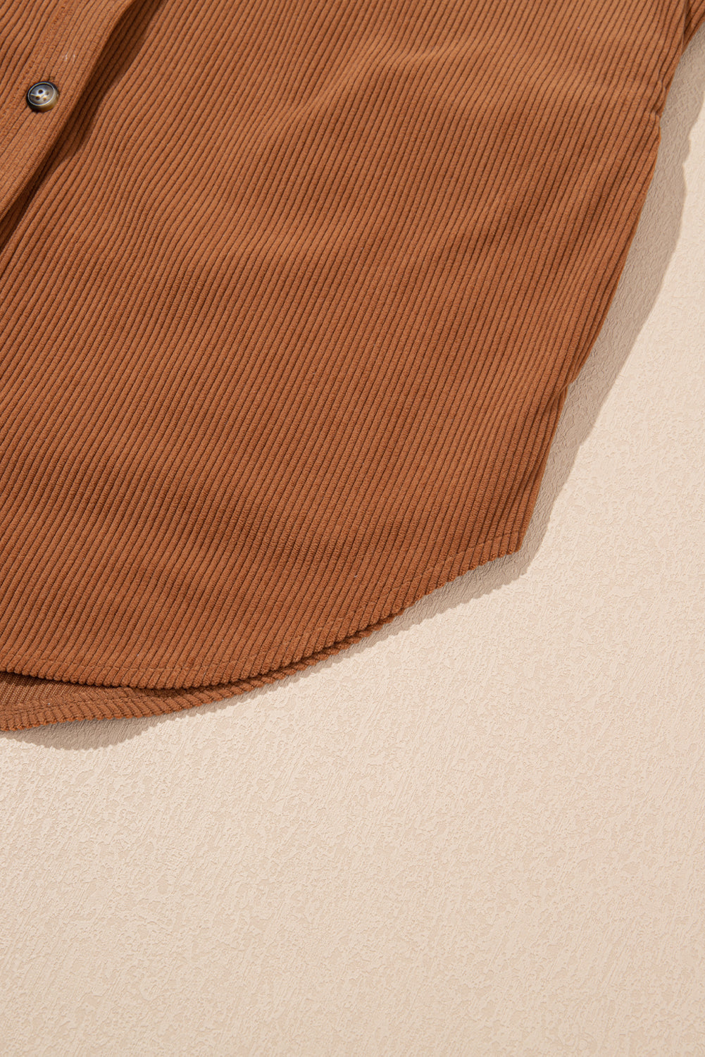 Cinnamon Corduroy Flap Pocket Button Up Round Hem Shacket-Chaelisa's New Jammies