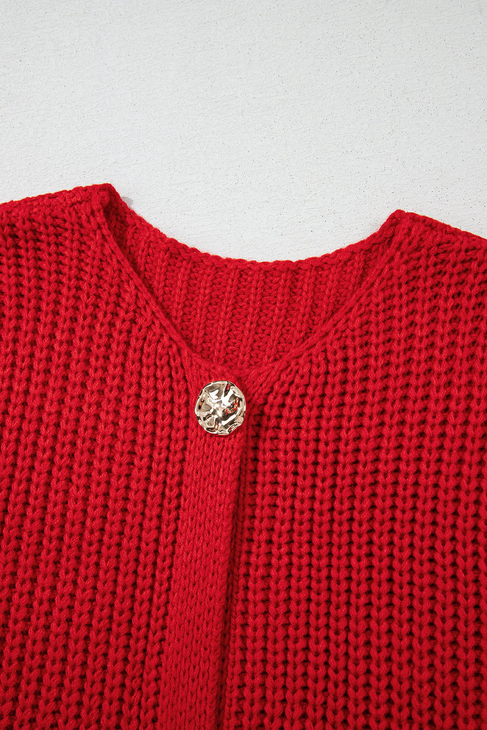 Fiery Red Solid Textured Knit Side Pockets Buttoned Sweater Vest-Chaelisa's New Jammies