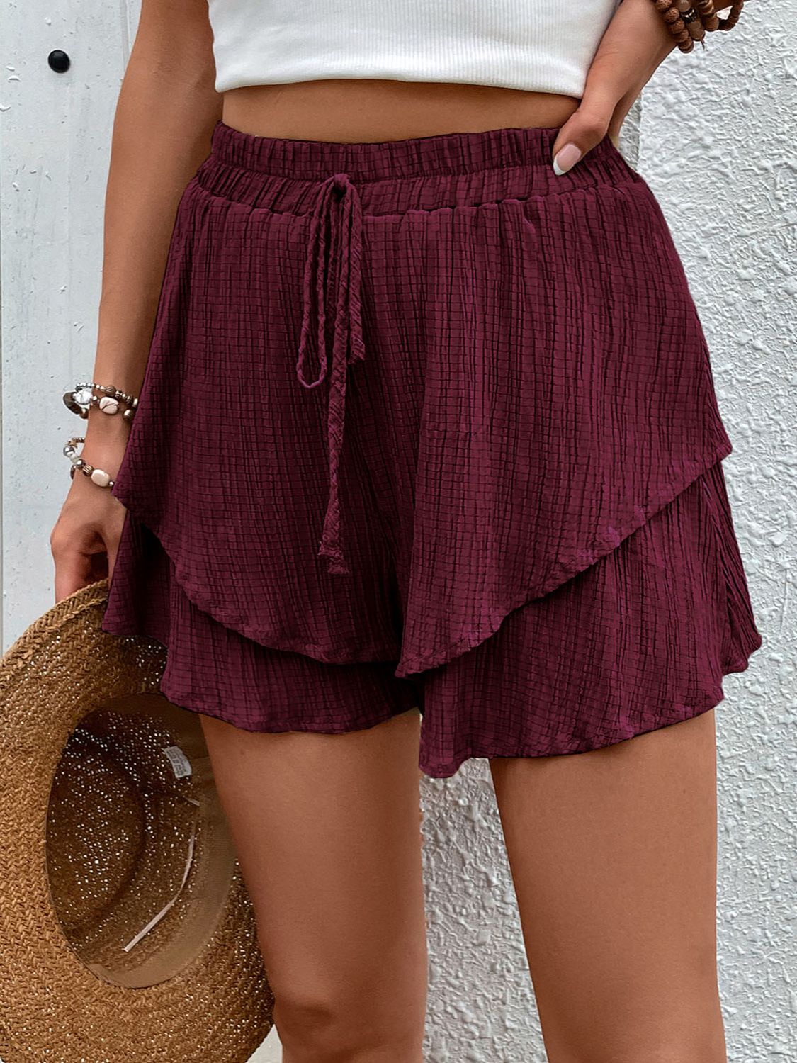 Tied Layered High Waist Shorts-Chaelisa's New Jammies