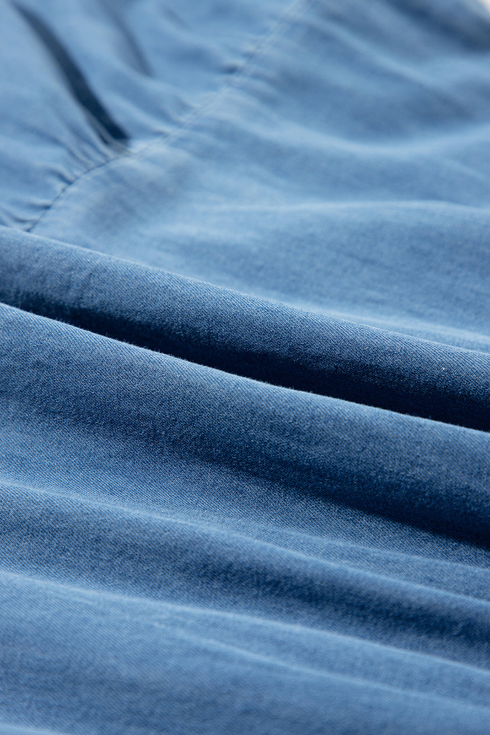 Blue Sleeveless Tiered Chambray Maxi Dress-Chaelisa's New Jammies