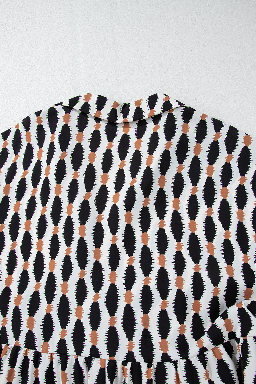 Apricot Abstract Print Collared V Neck Plus Size Mini Dress-Chaelisa's New Jammies