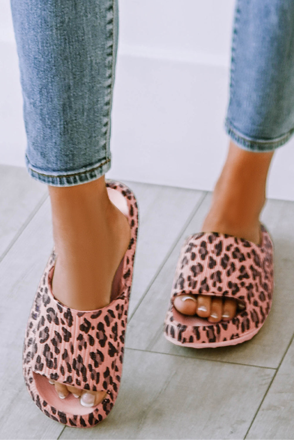 Pink Leopard Print Thick Sole Slip On Slippers-Chaelisa's New Jammies