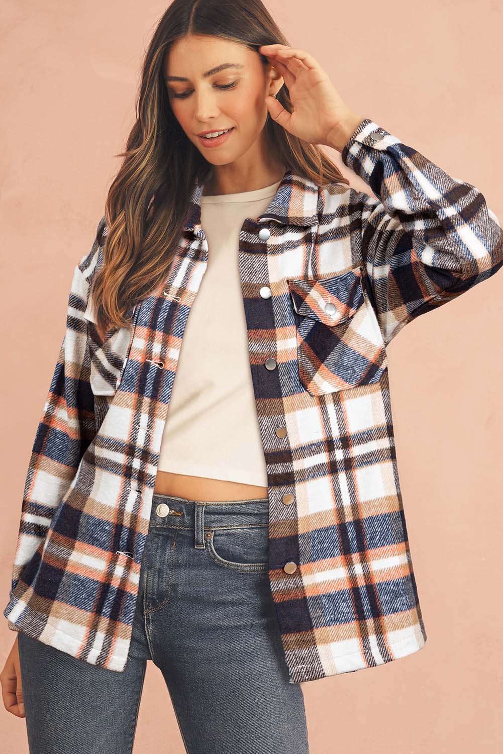 Multicolor Plaid Casual Button Up Flannel Shacket-Chaelisa's New Jammies