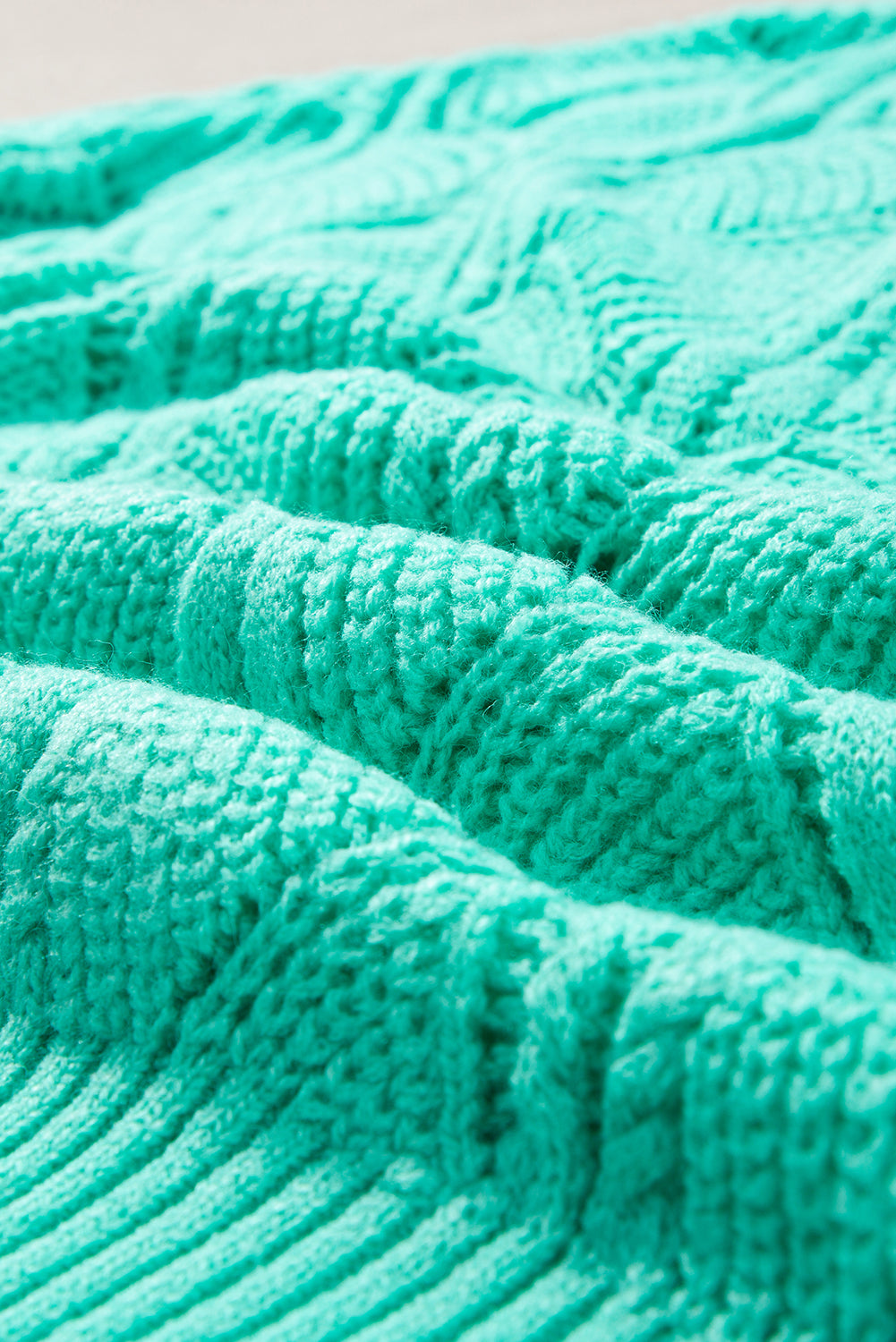 Mint Green Hollow Out Knit V Neck Drop Shoulder Sweater-Chaelisa's New Jammies