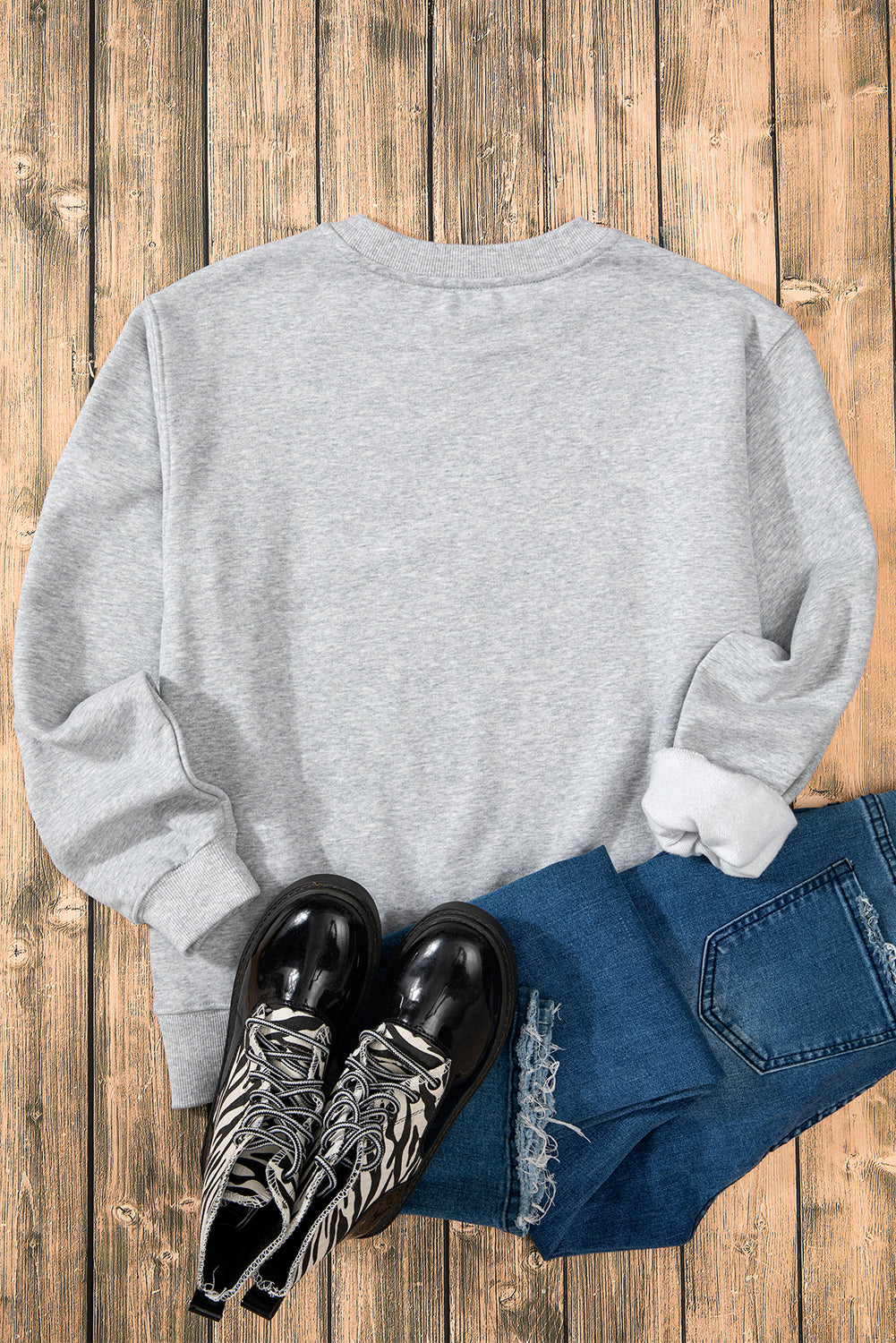 Gray Solid Fleece Lined Drop Shoulder Terry Sweatshirt-Chaelisa's New Jammies