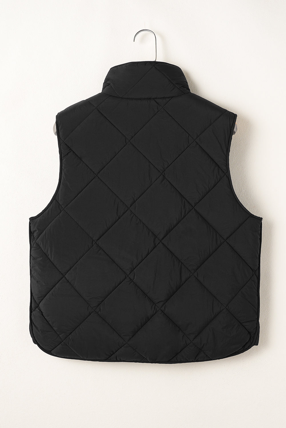 Black Quilted High Neck Button Up Pocket Vest Coat-Chaelisa's New Jammies