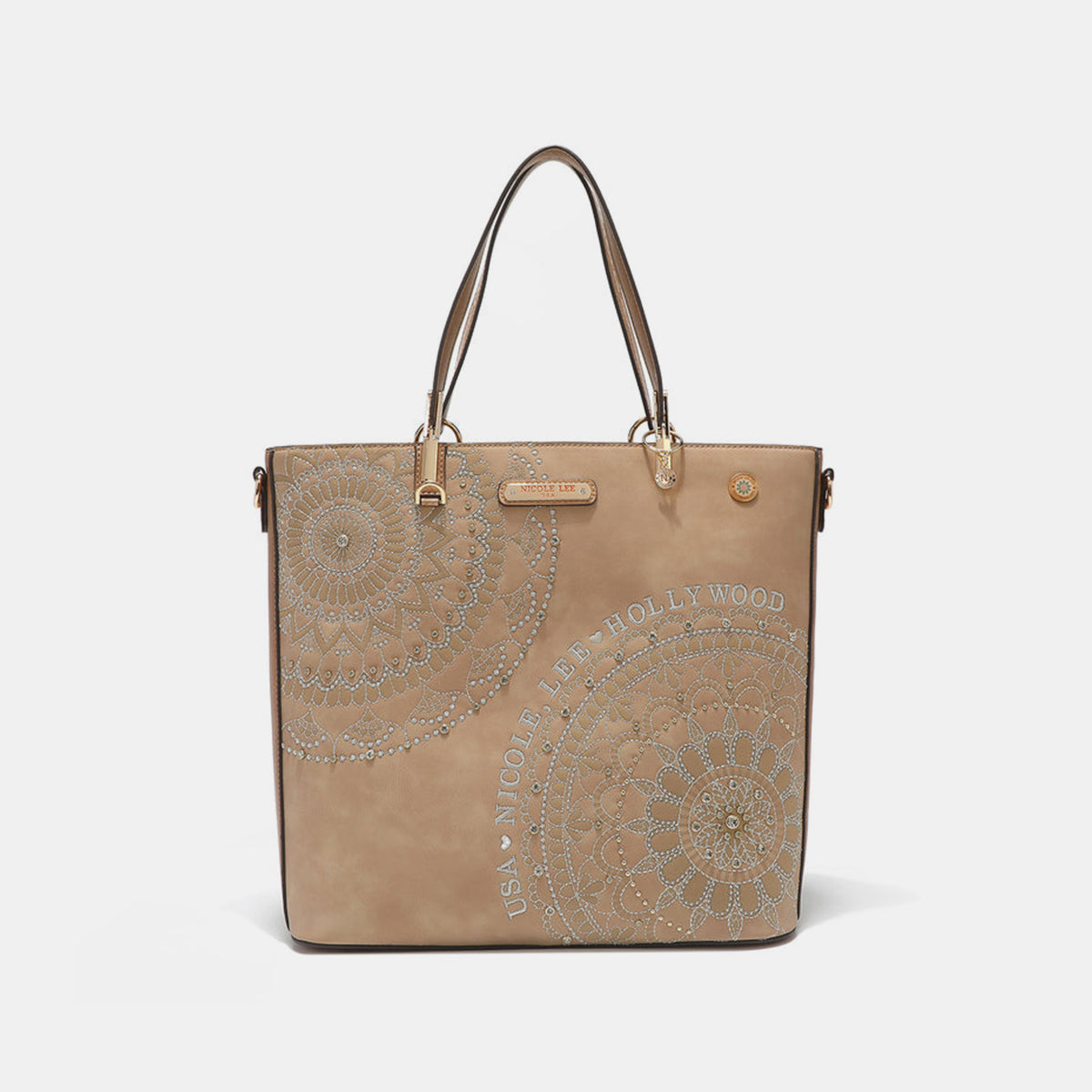 Nicole Lee USA Metallic Stitching Embroidery Inlaid Rhinestone Tote Bag-Chaelisa's New Jammies