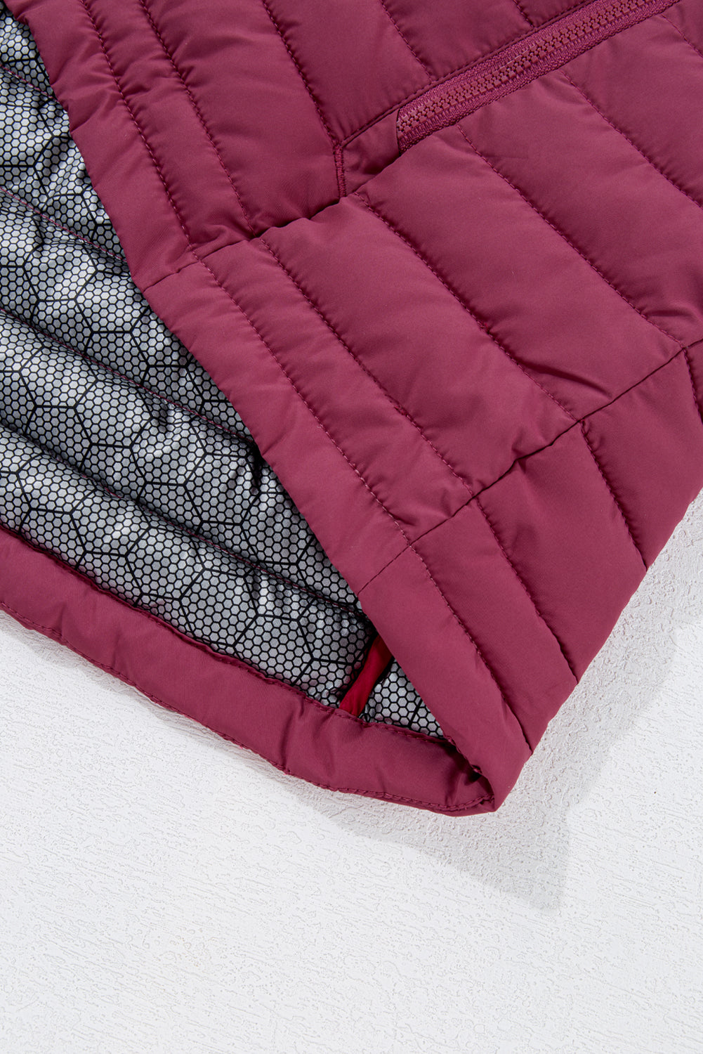 Burgundy Plush Collared Quilted Zipped Puffer Vest-Chaelisa's New Jammies