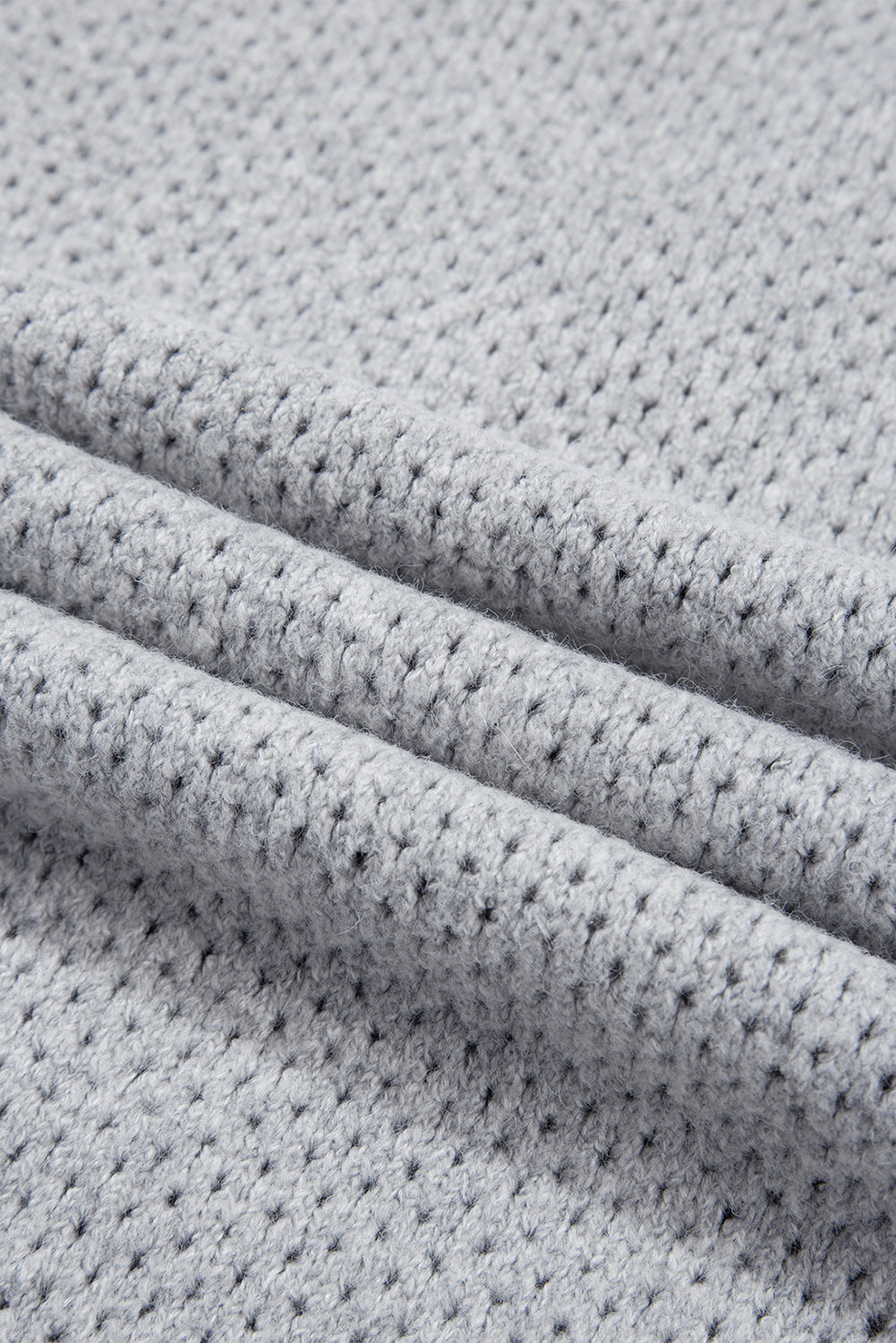 Light Grey Loose Eyelet V Neck Drop Shoulder Sweater-Chaelisa's New Jammies