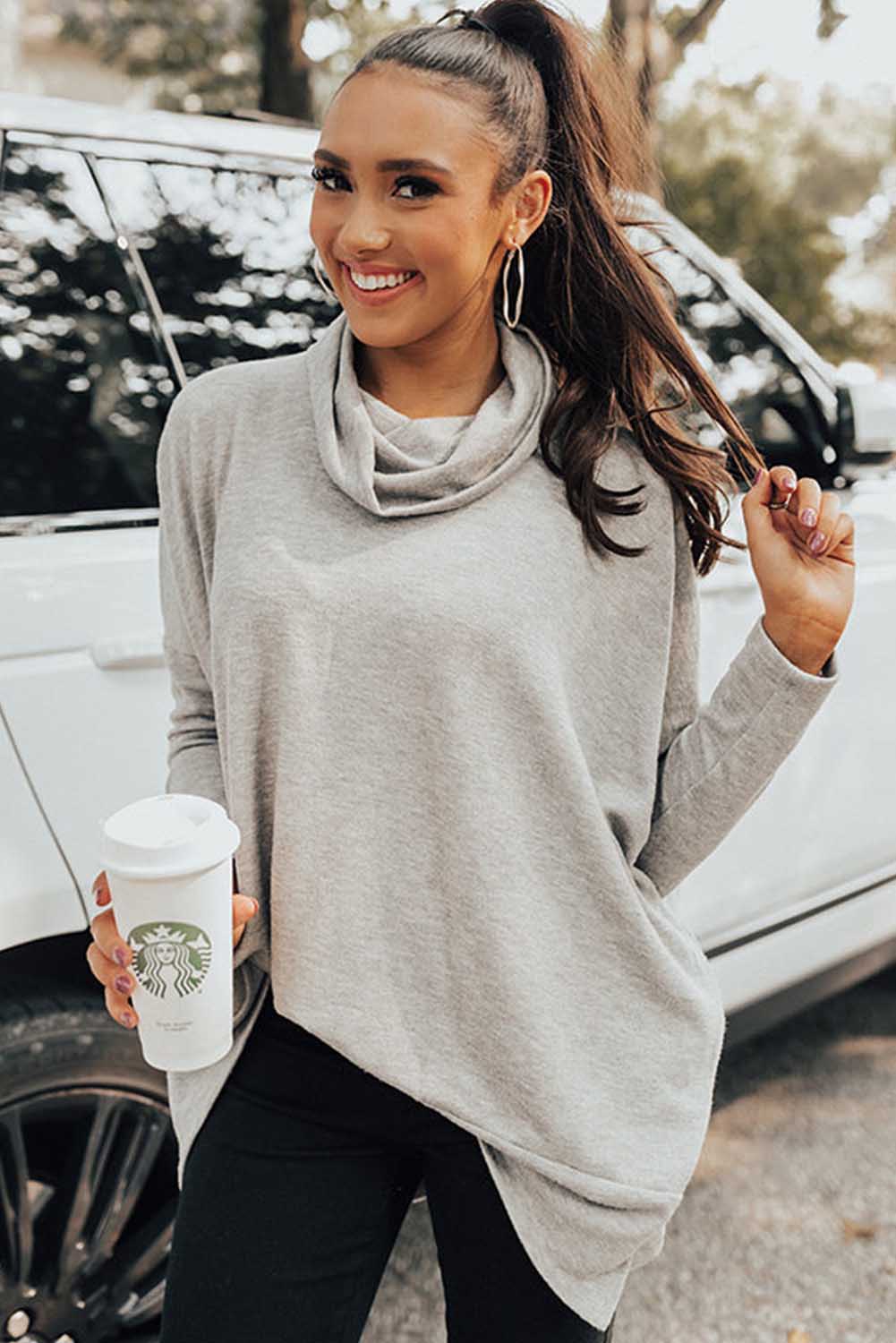 Gray Cowl Neck Shift Tunic Top-Chaelisa's New Jammies