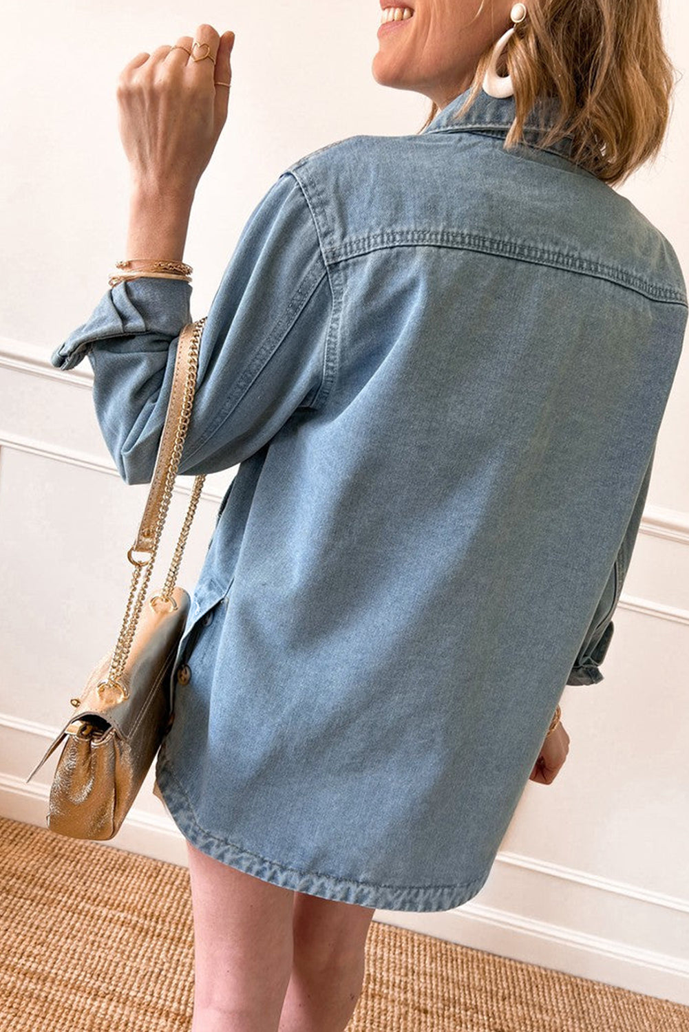 Dusk Blue Slit Buttons Pocketed Denim Jacket-Chaelisa's New Jammies